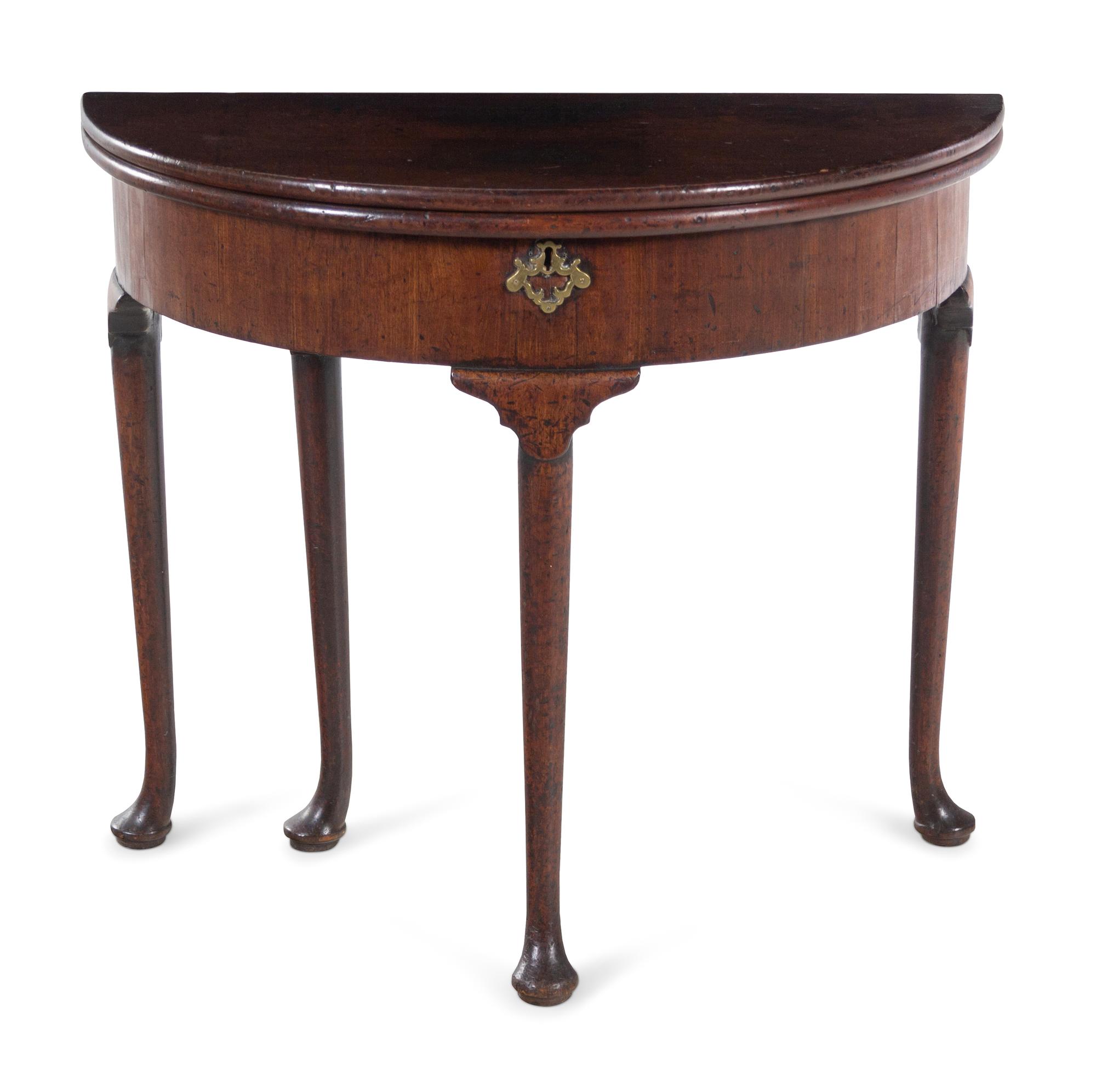 A George I Oak Demilune Game Table