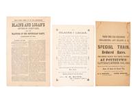 [1884 ELECTION] -- [BLAINE, James G.]. A group of cabinet cards, advertising cards, lithographs, and other ephemera from Blaine's 1884 presidential campaign, comprising: