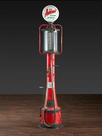 An American Painted Metal Gravity Gas Pump, Guarantee Liquid Measure