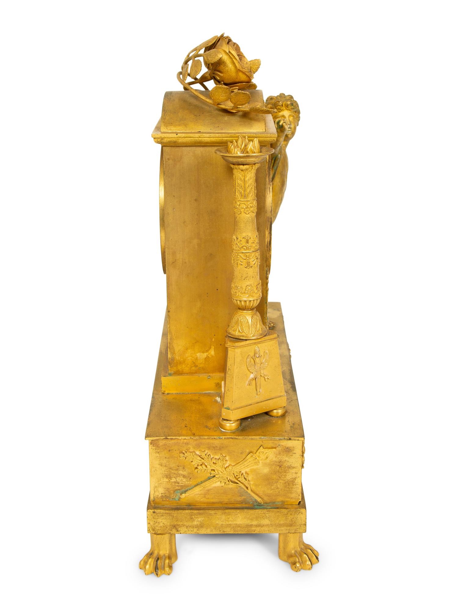 A French Empire Gilt Bronze Mantle Clock Homage a La Plus Belle — 19TH CENTURY