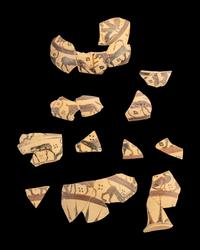 12 Early Corinthian Black-Figured Trefoil Oinochoe Fragments with Animal Friezes