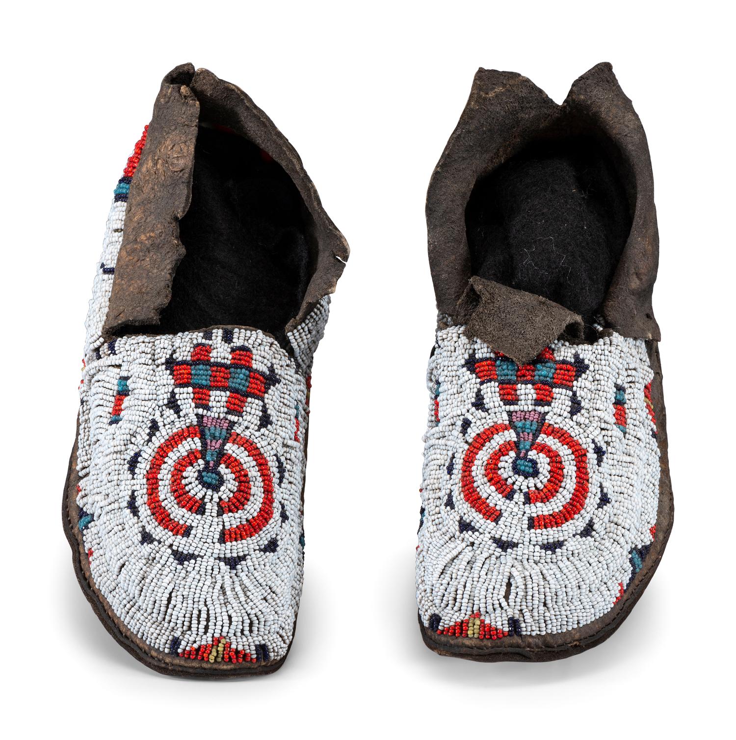 Cheyenne Youth's Moccasins AND Plains Beaded Bags