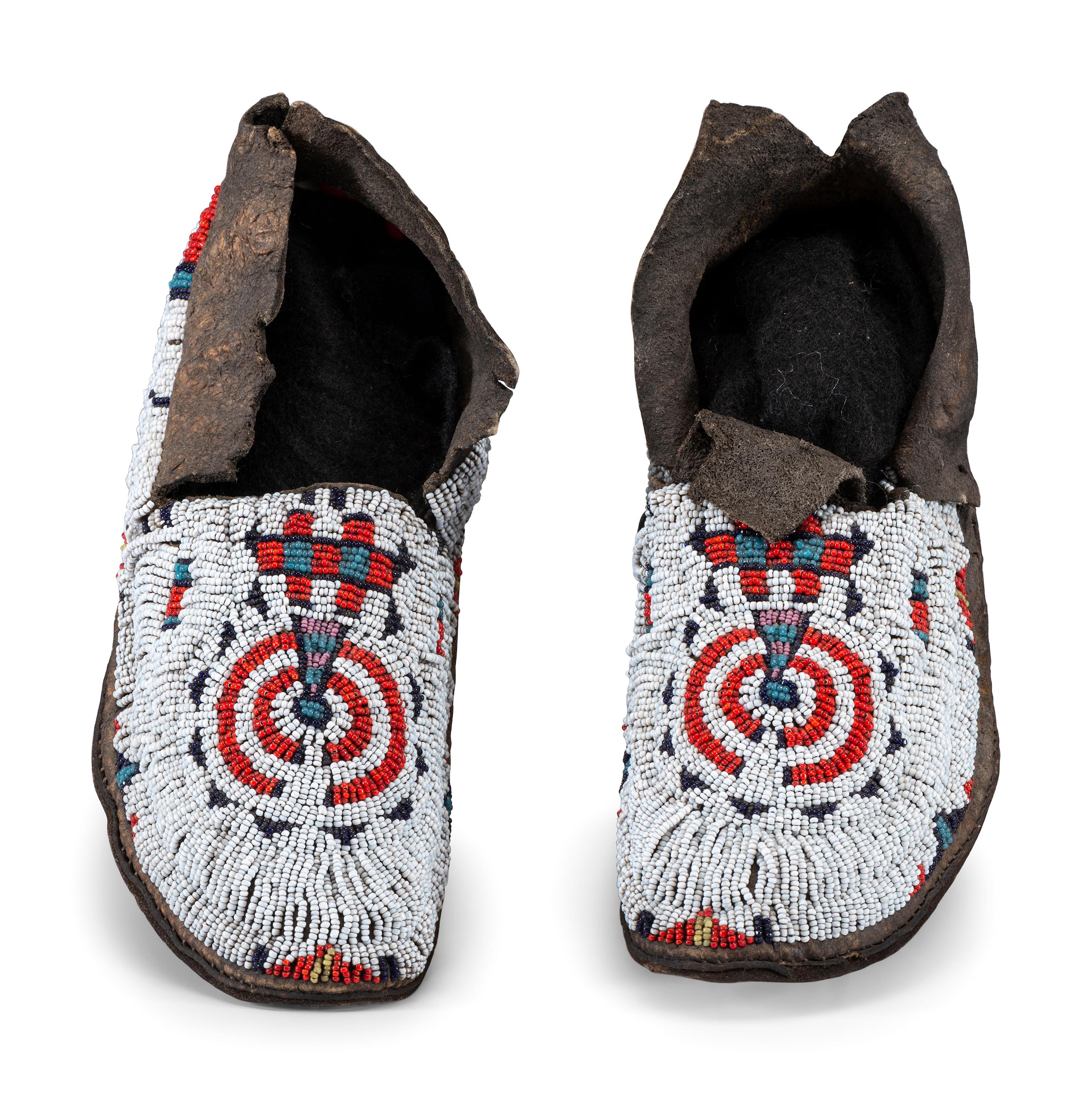 Cheyenne Youth's Moccasins AND Plains Beaded Bags