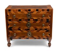 A Biedermeier Style Parquetry Diminutive Model of a Commode