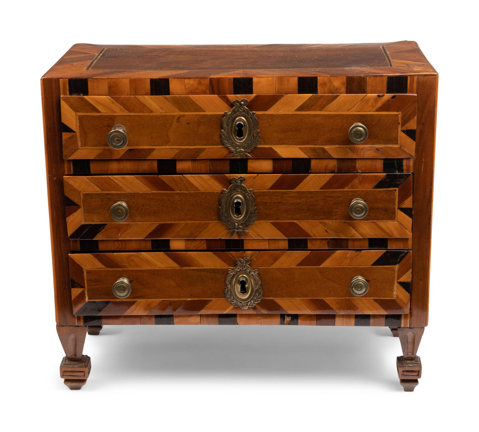 A Biedermeier Style Parquetry Diminutive Model of a Commode
