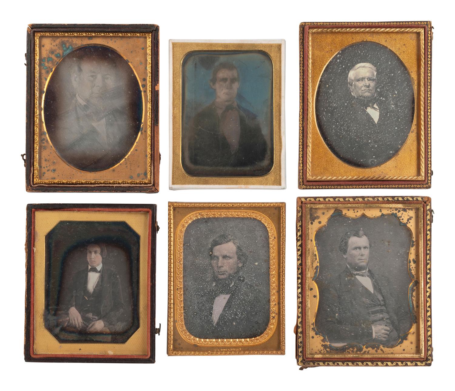 [EARLY PHOTOGRAPHY]. 24 quarter and sixth plate daguerreotypes of men of varying ages.