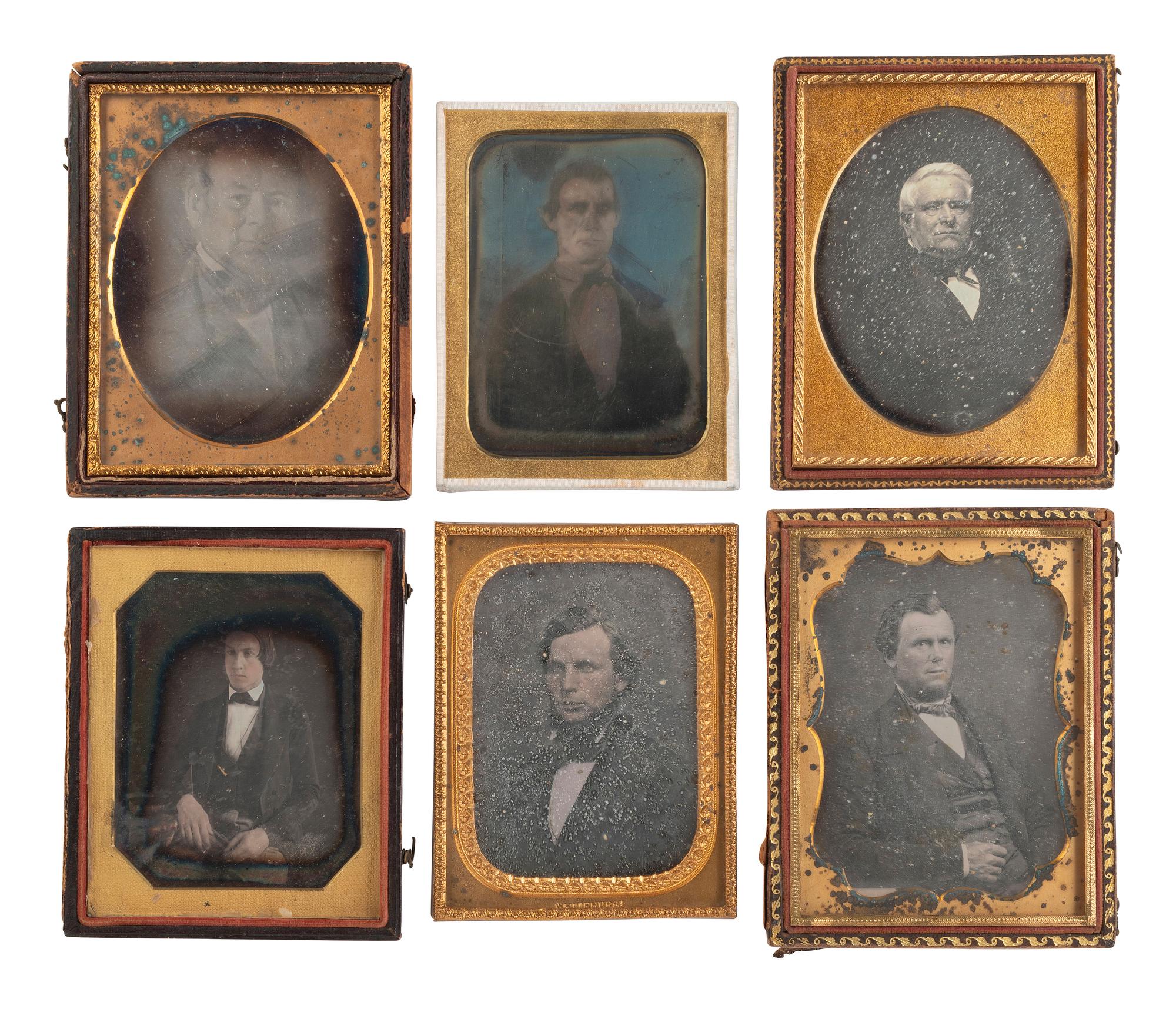 [EARLY PHOTOGRAPHY]. 24 quarter and sixth plate daguerreotypes of men of varying ages.