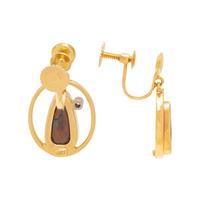 YELLOW GOLD, OPAL AND DIAMOND EARCLIPS