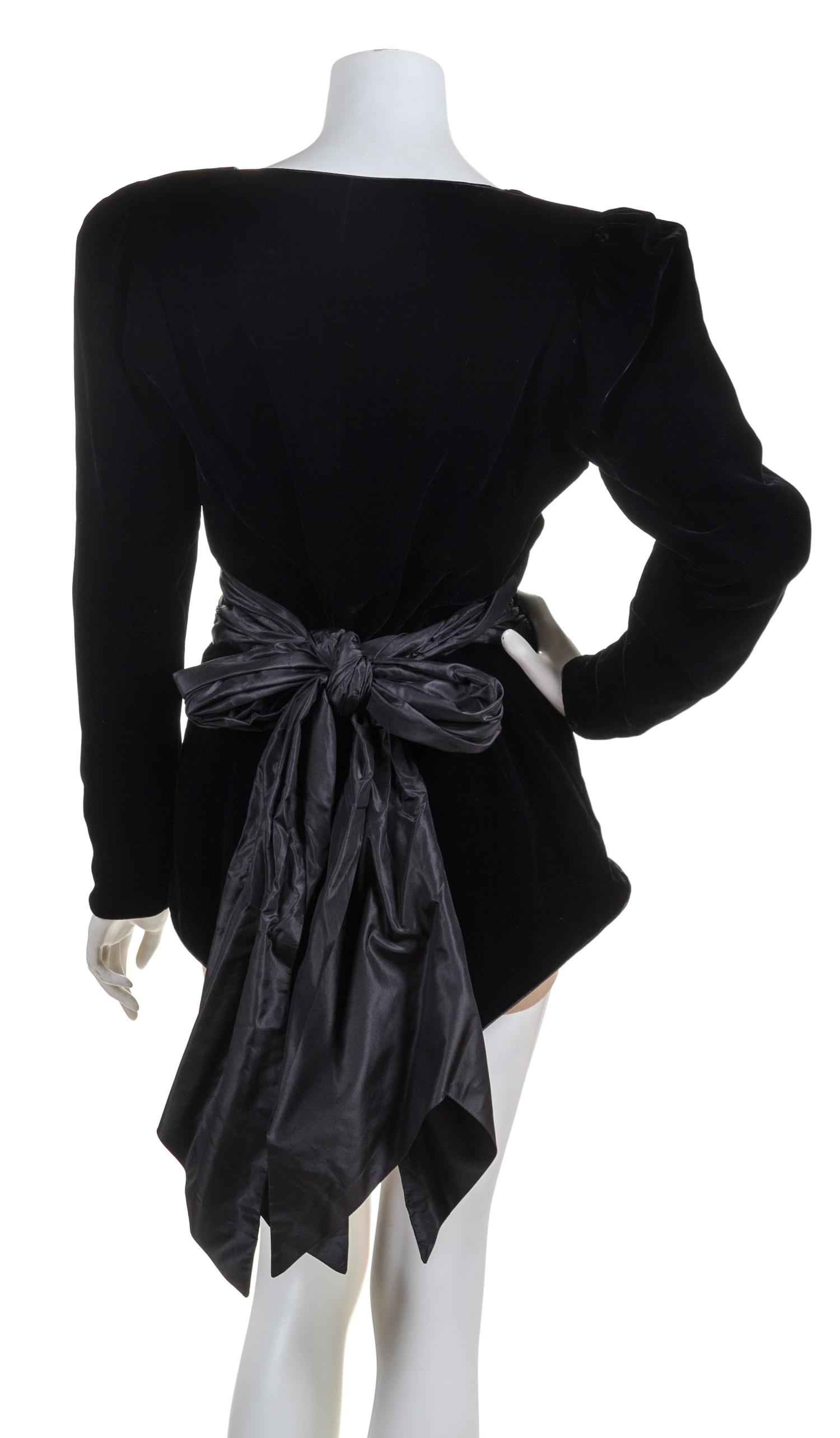 A Jean Louis Scherrer Black Velvet Evening Jacket, Size 44.