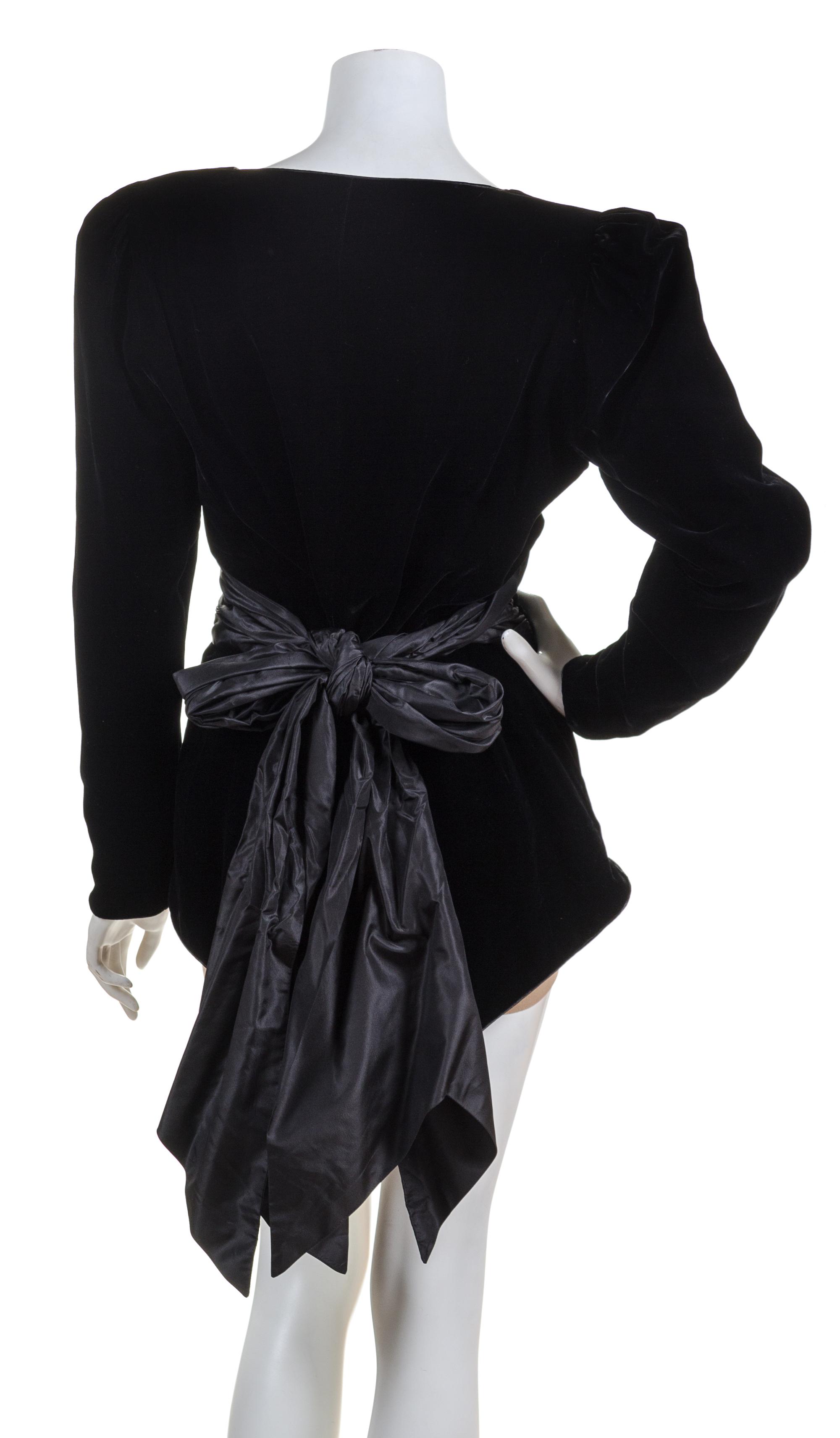 A Jean Louis Scherrer Black Velvet Evening Jacket, Size 44.