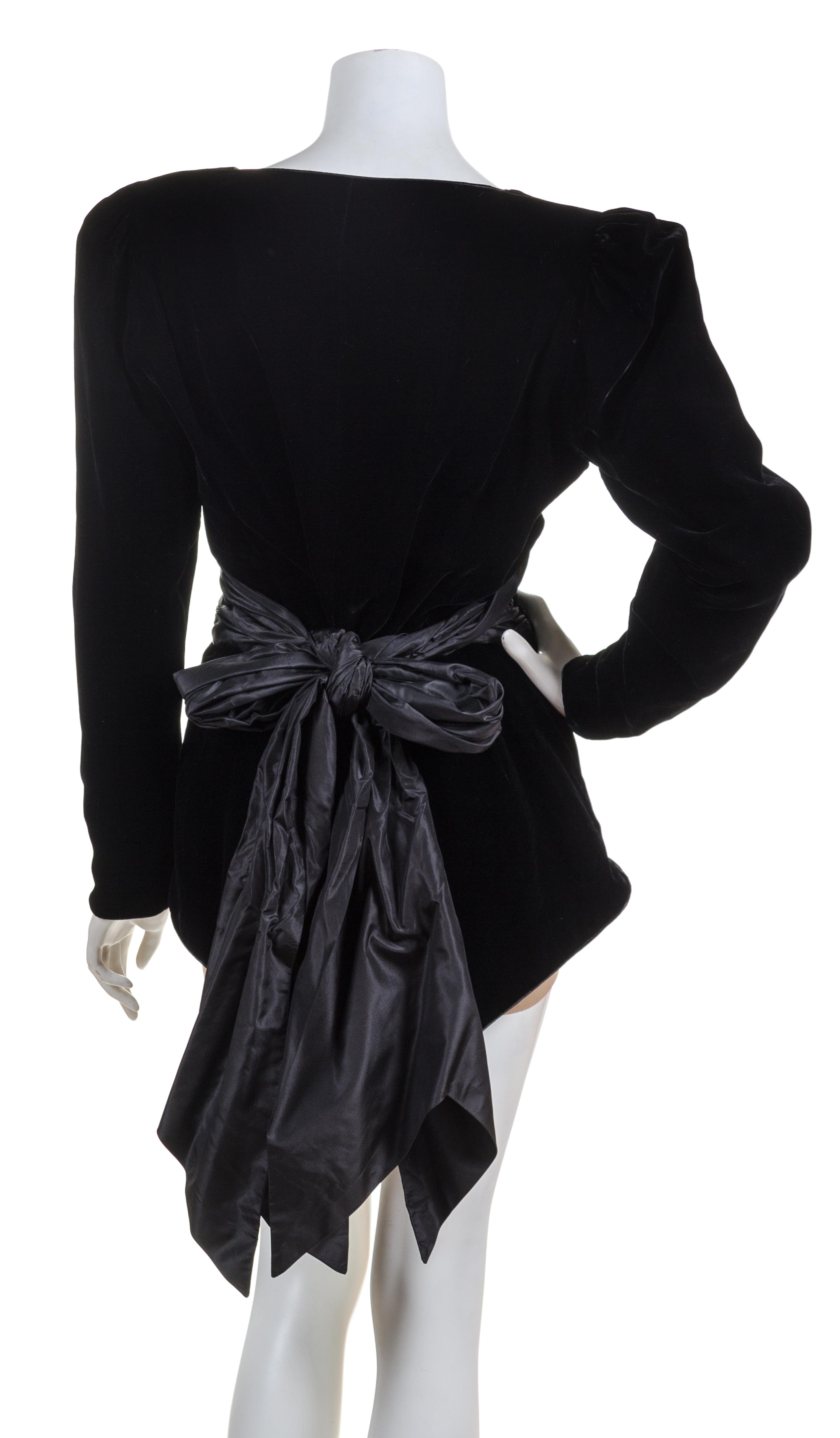 A Jean Louis Scherrer Black Velvet Evening Jacket, Size 44.