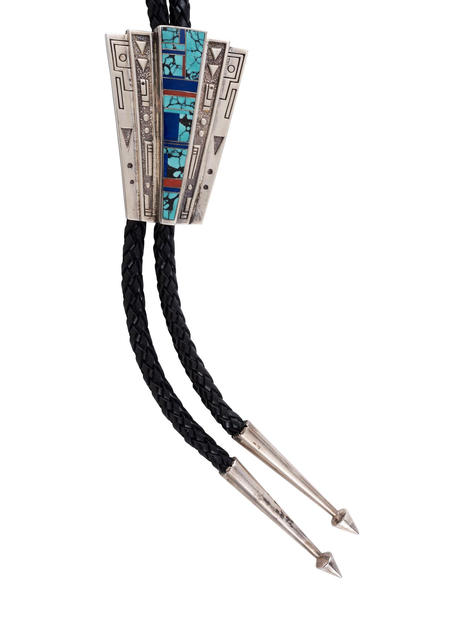 Sterling Silver and Mosaic Inlay Bolo Tie
