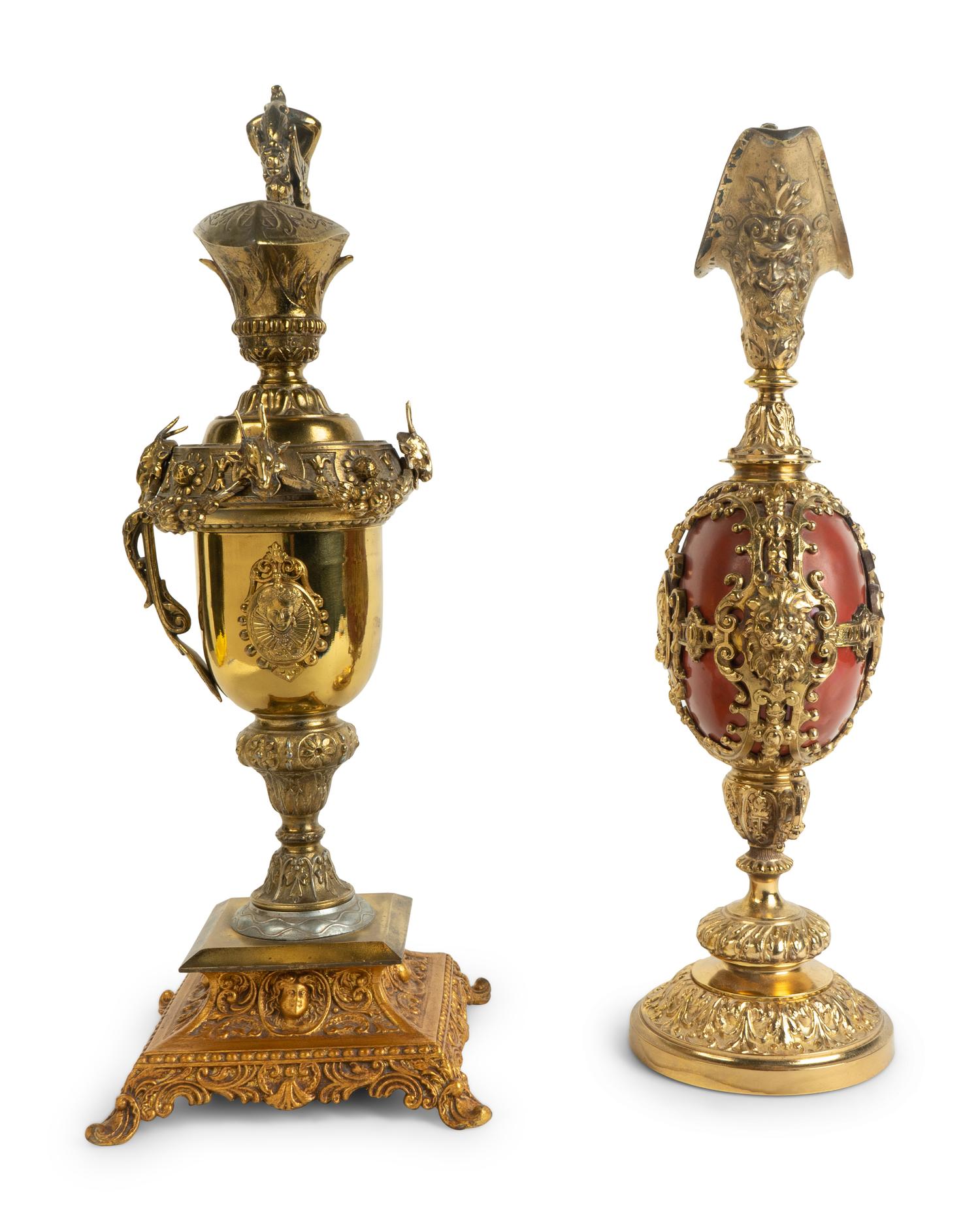 Two Louis XV Style Gilt Metal Mounted Ewers — 19TH CENTURY