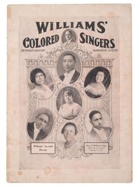 [MUSIC]. A group of 6 items associated with African American singers and music, highlighted by a Williams' Colored Singers collection of scored music with lyrics.
