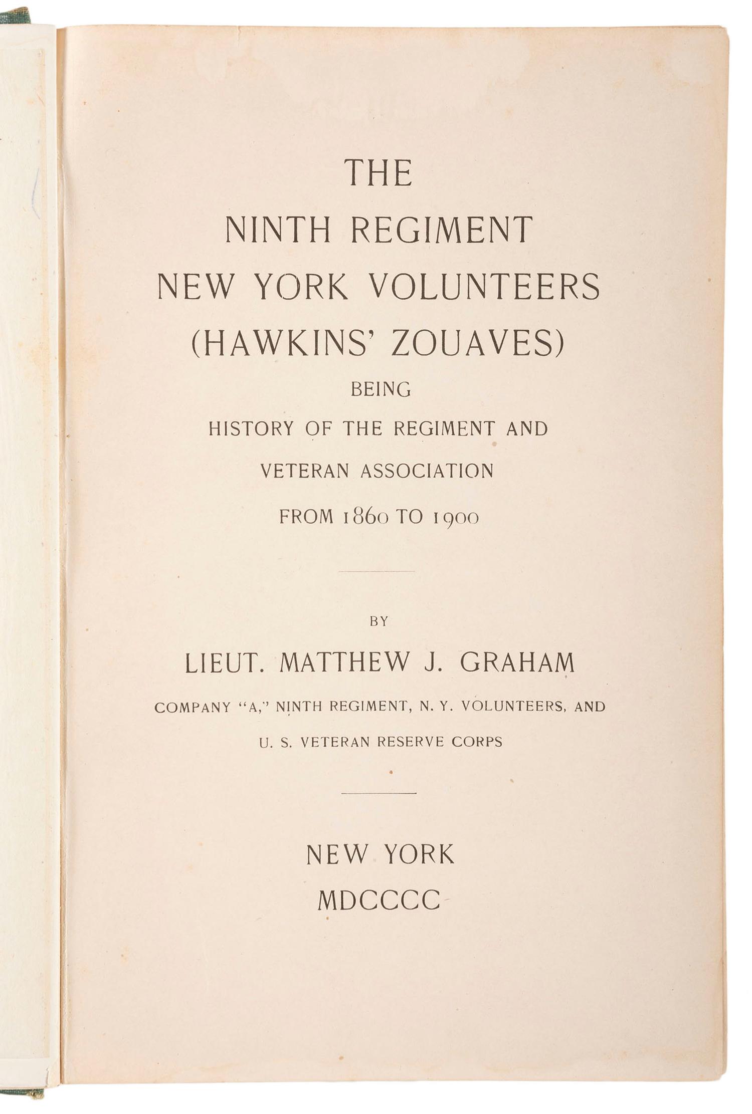 [HAWKINS' ZOUAVES] - [JARDINE, EDWARD (1828-1893)]. Photographs and personal items attributed to Brevet Brigadier General Edward Jardine, 9th New York Infantry Regiment, comprising: