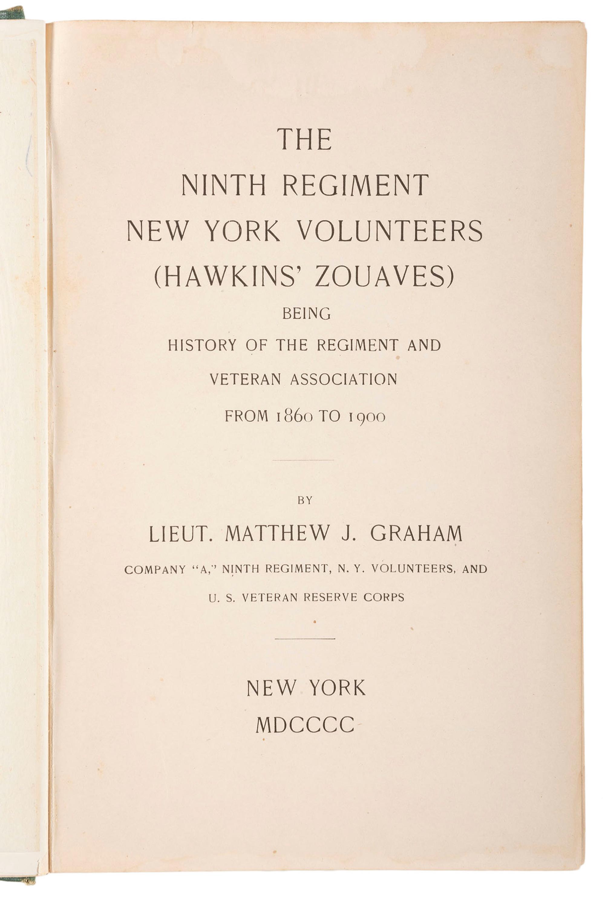 [HAWKINS' ZOUAVES] - [JARDINE, EDWARD (1828-1893)]. Photographs and personal items attributed to Brevet Brigadier General Edward Jardine, 9th New York Infantry Regiment, comprising: