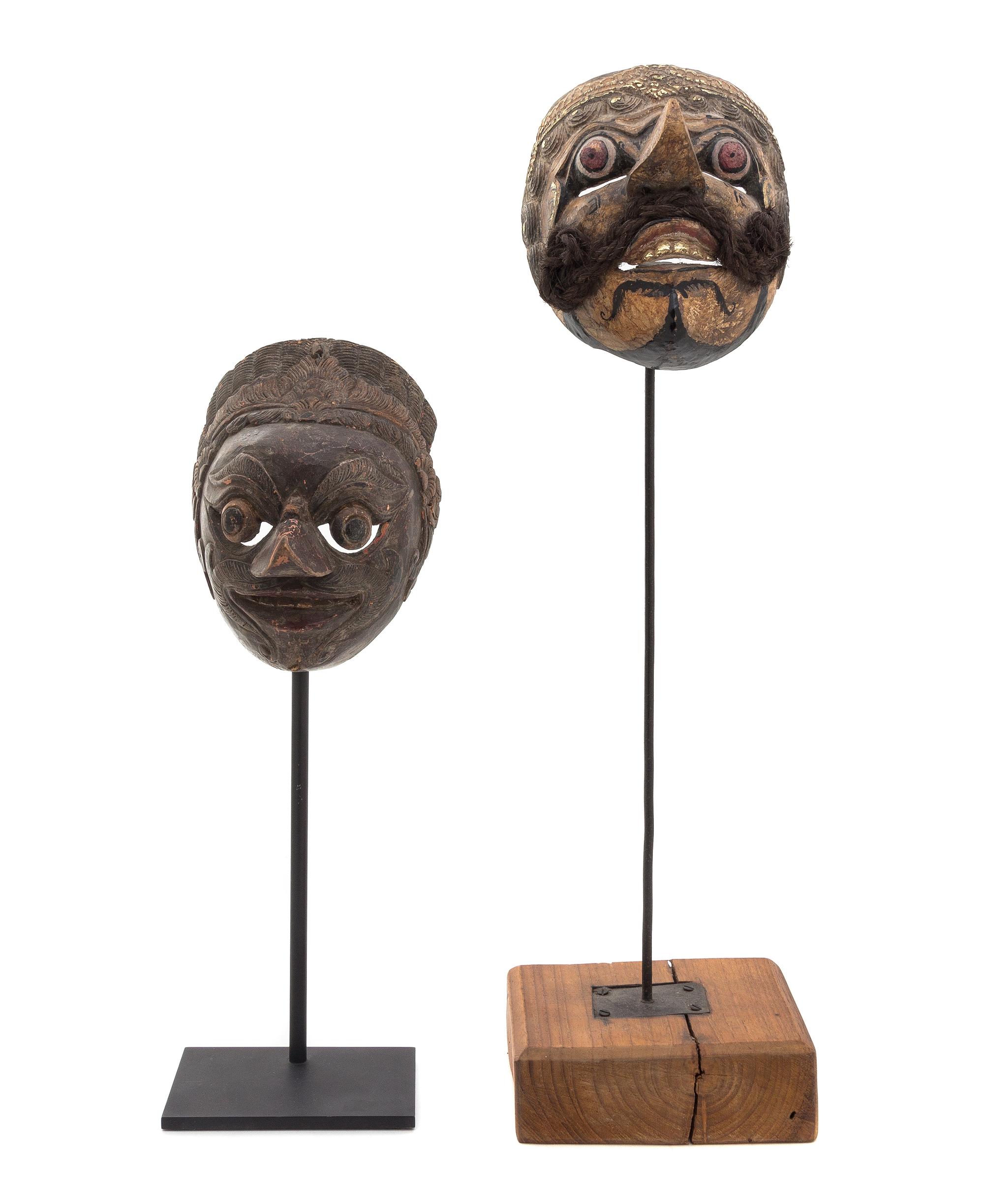 Two Balinese Masks Height of taller 7 inches.