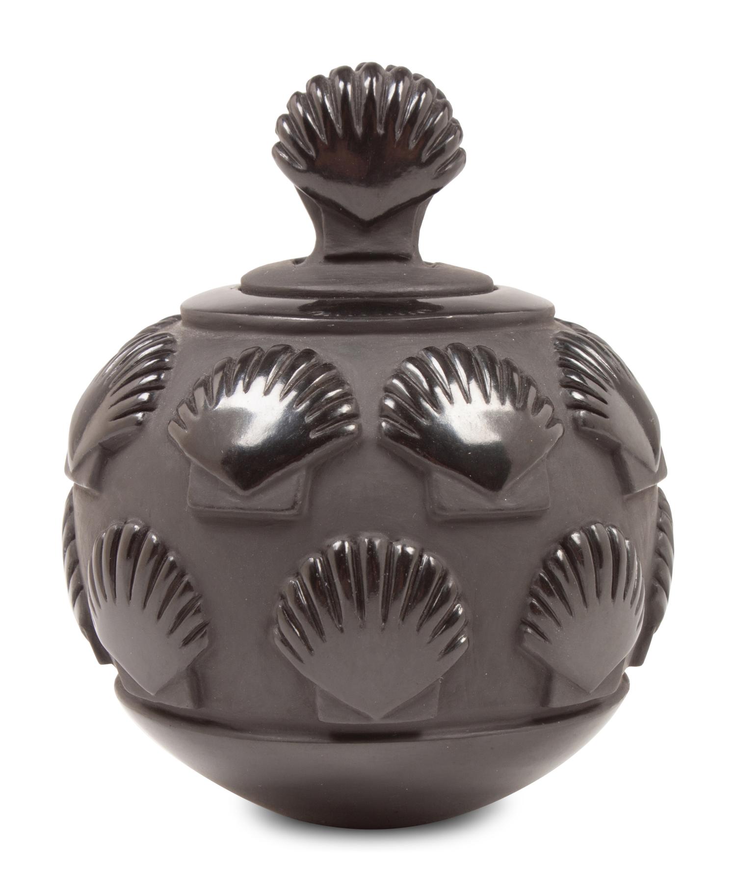 Lidded Blackware Pottery Jar