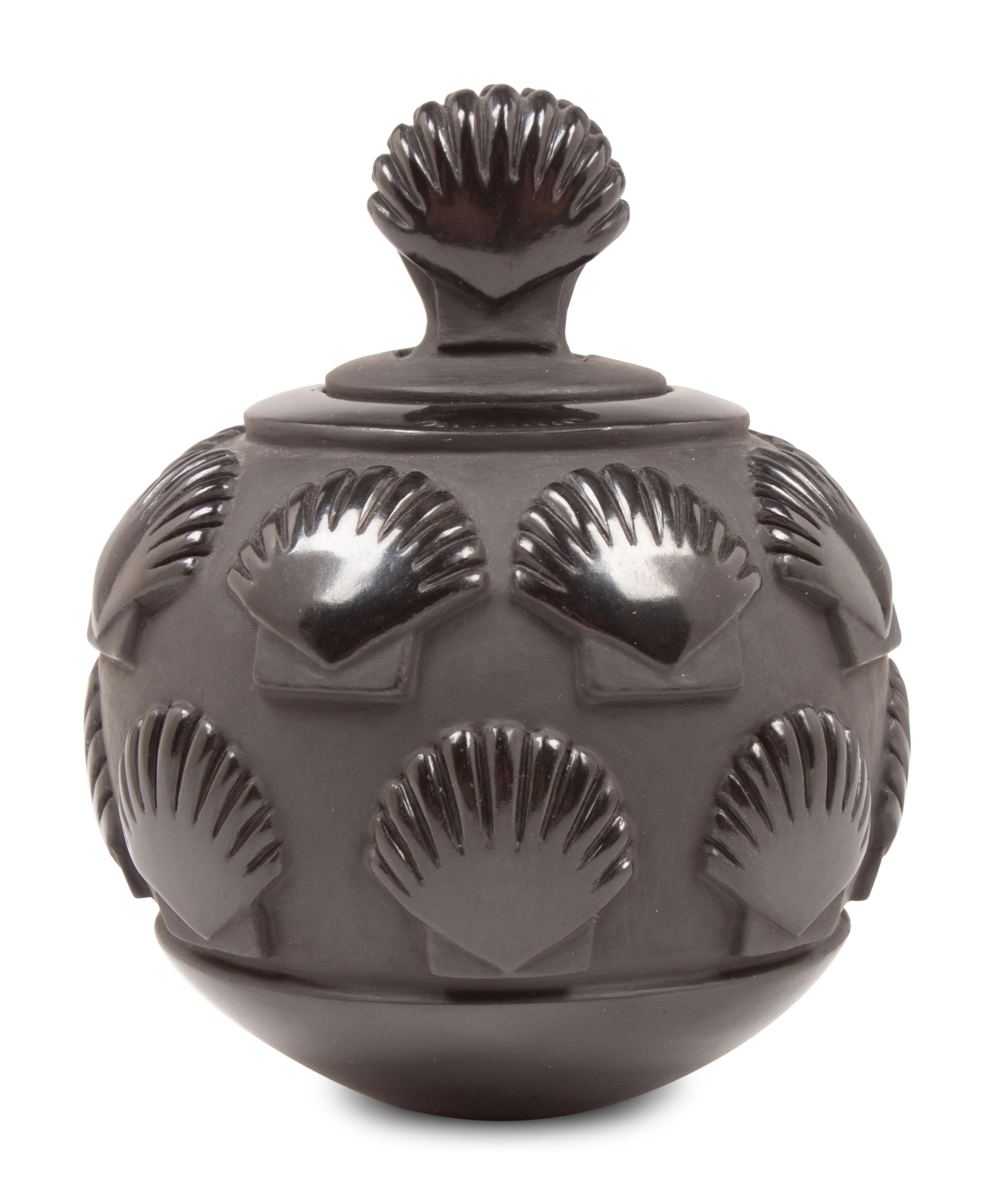 Lidded Blackware Pottery Jar