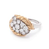 YELLOW GOLD, PLATINUM AND DIAMOND RING