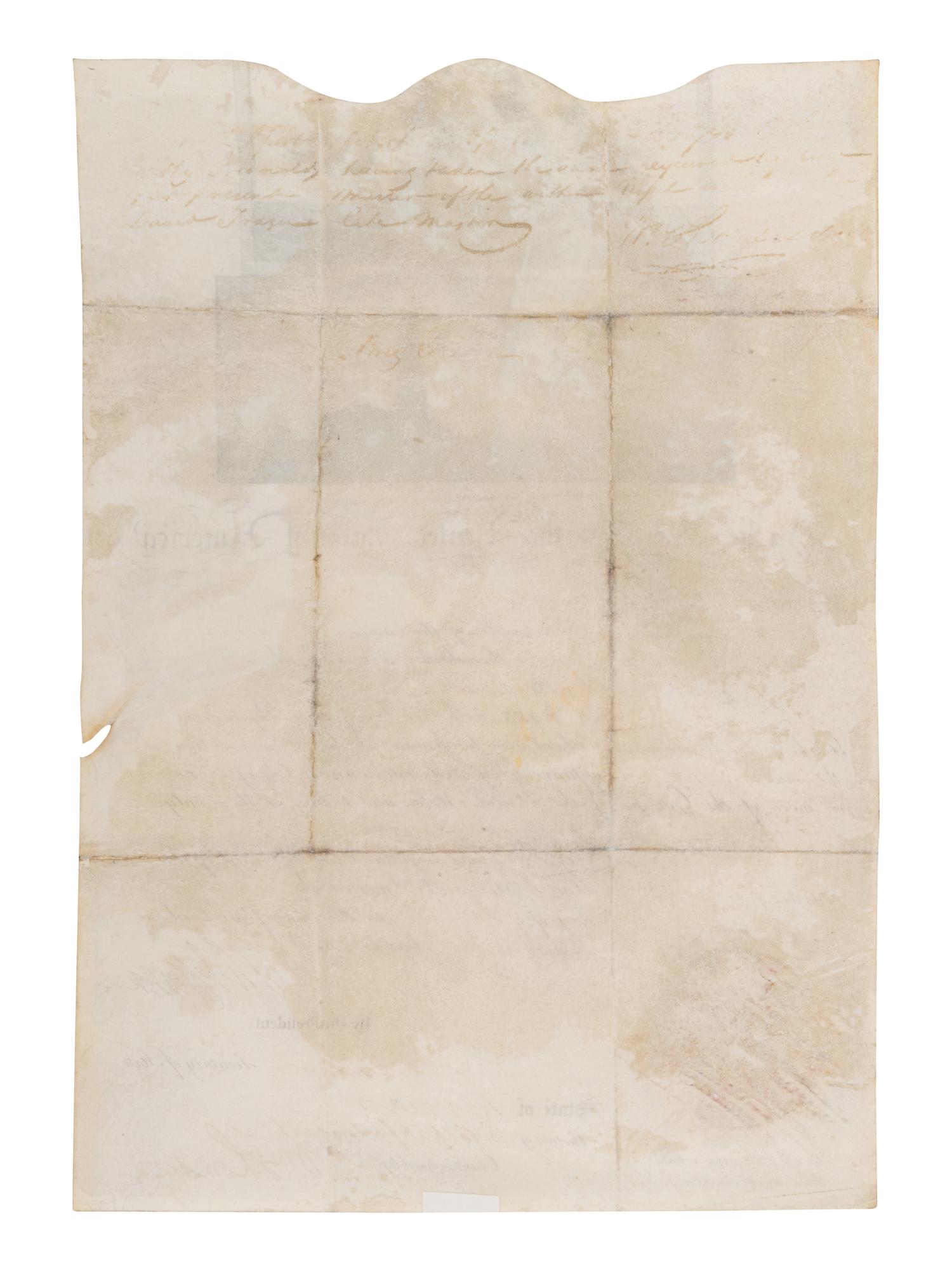 JEFFERSON, Thomas (1743-1826). Engraved document signed ("Th. Jefferson"), as President, Norfolk and Portsmouth, Virginia, 7 May 1805, countersigned by James MADISON (1751-1836) as Secretary of State