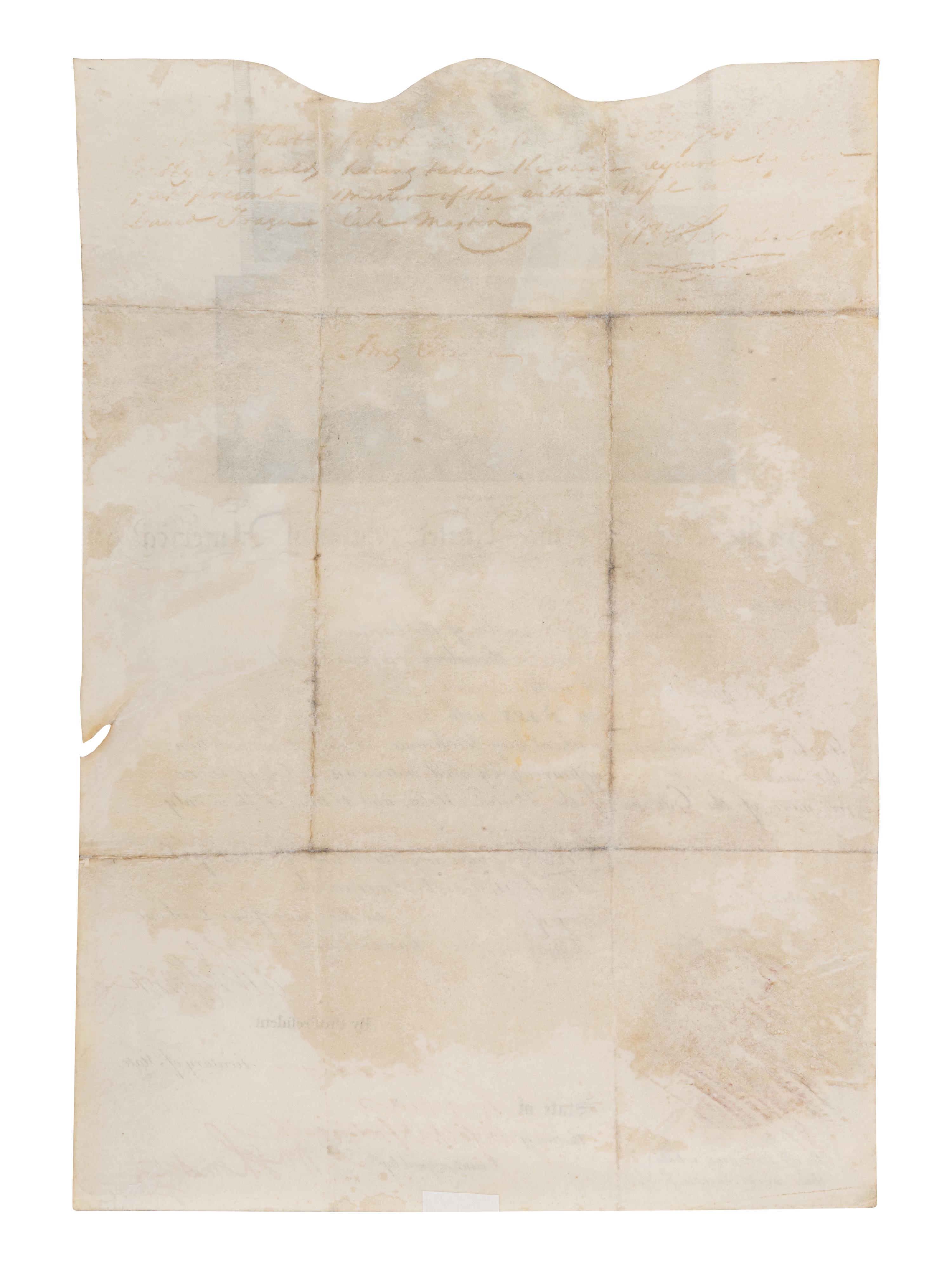JEFFERSON, Thomas (1743-1826). Engraved document signed ("Th. Jefferson"), as President, Norfolk and Portsmouth, Virginia, 7 May 1805, countersigned by James MADISON (1751-1836) as Secretary of State