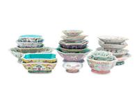 A Group of 20 Chinese Famille Rose Porcelain Serving Dishes