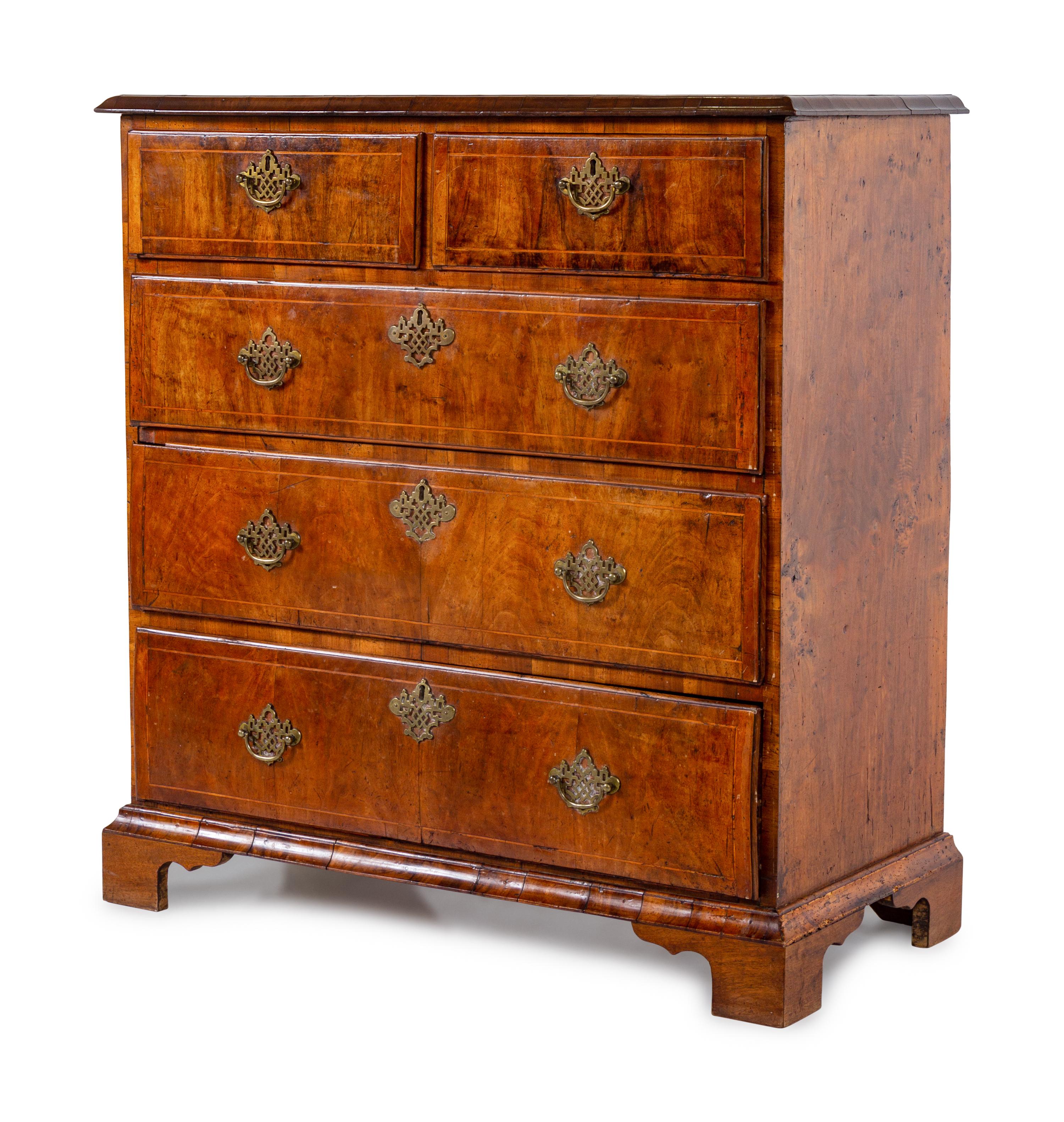 A George II Burl Walnut Chest of Drawers