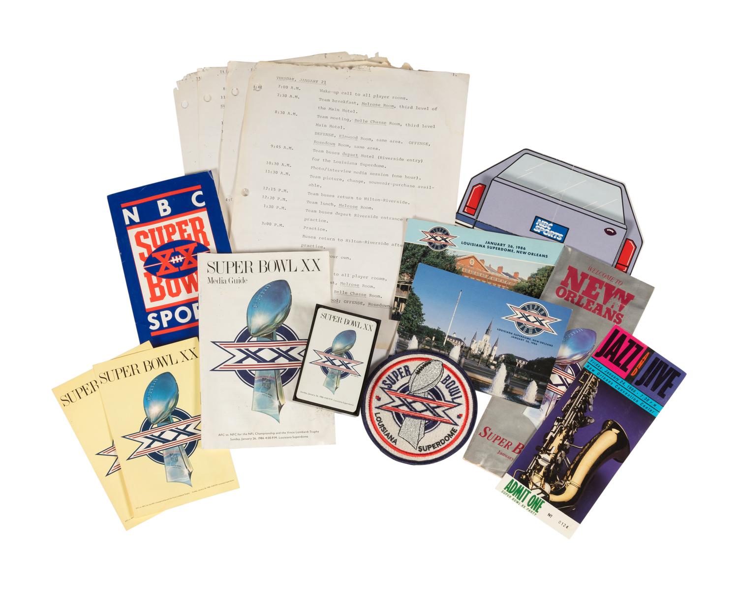 A Group of Chicago Bears 1985 and 1986 Super Bowl XX Memorabilia from The Collection of Sports Super Agent Steve Zucker,