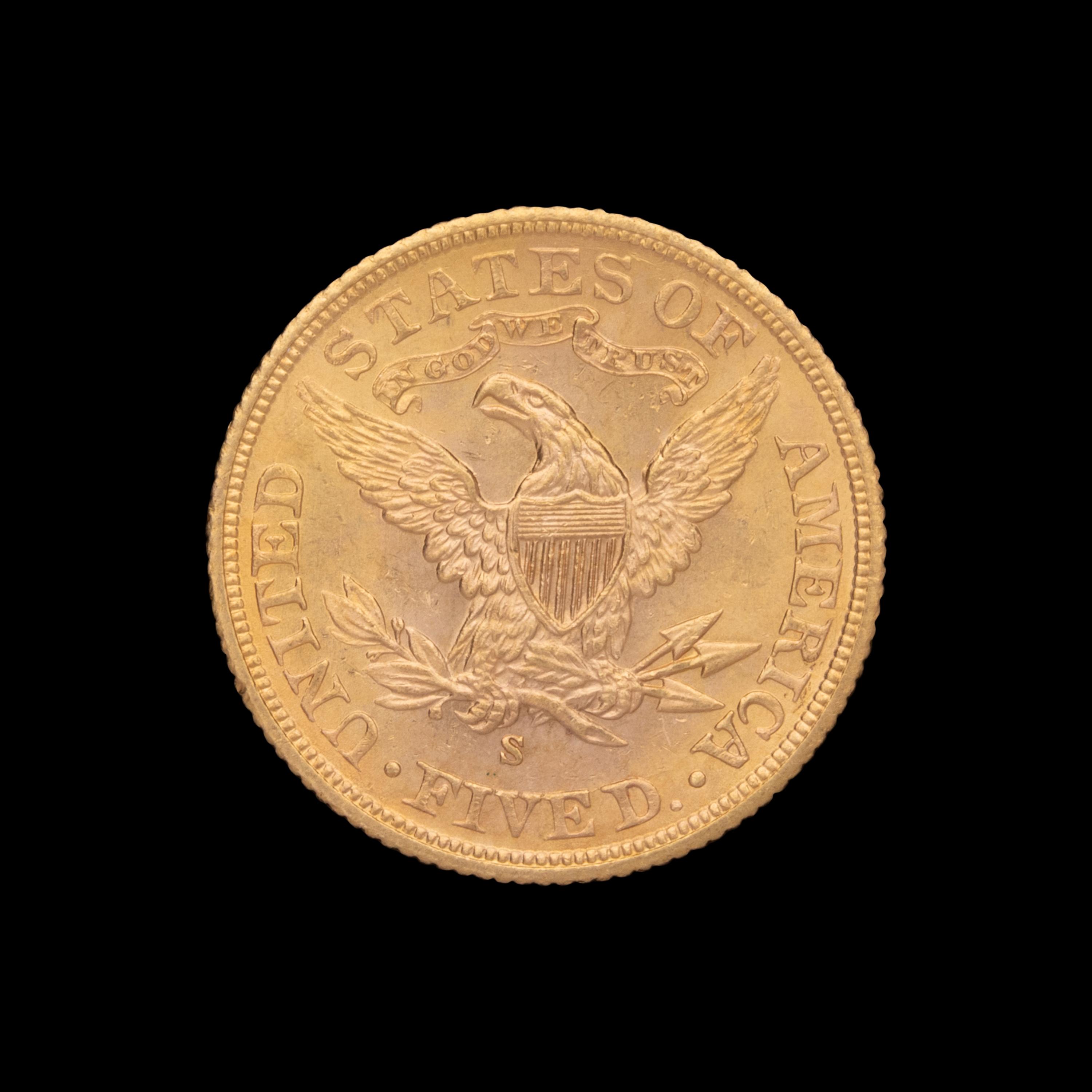 A 1902-S Liberty Head $5 Gold Coin