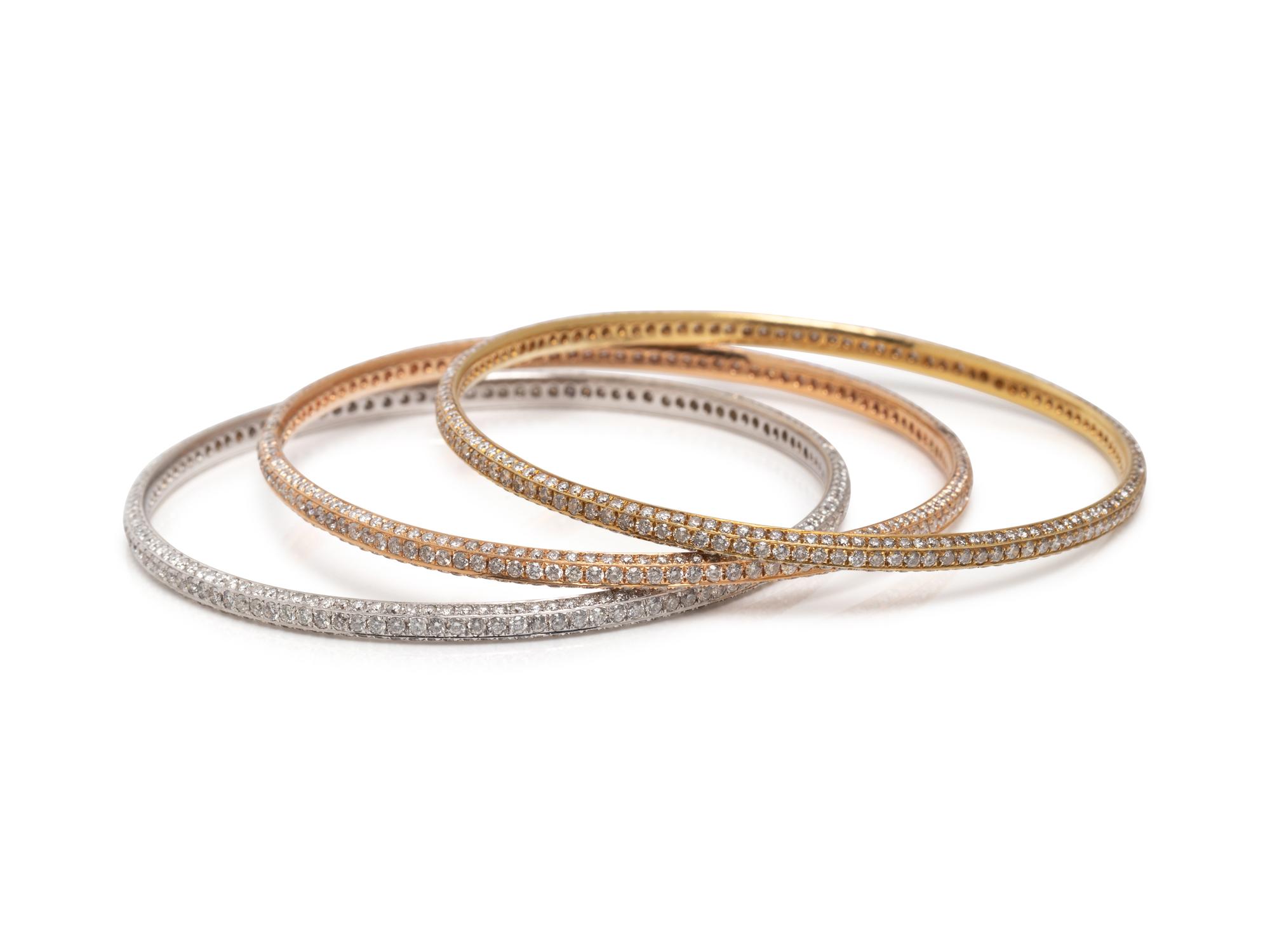 GOLD AND DIAMOND BANGLE BRACELET SET