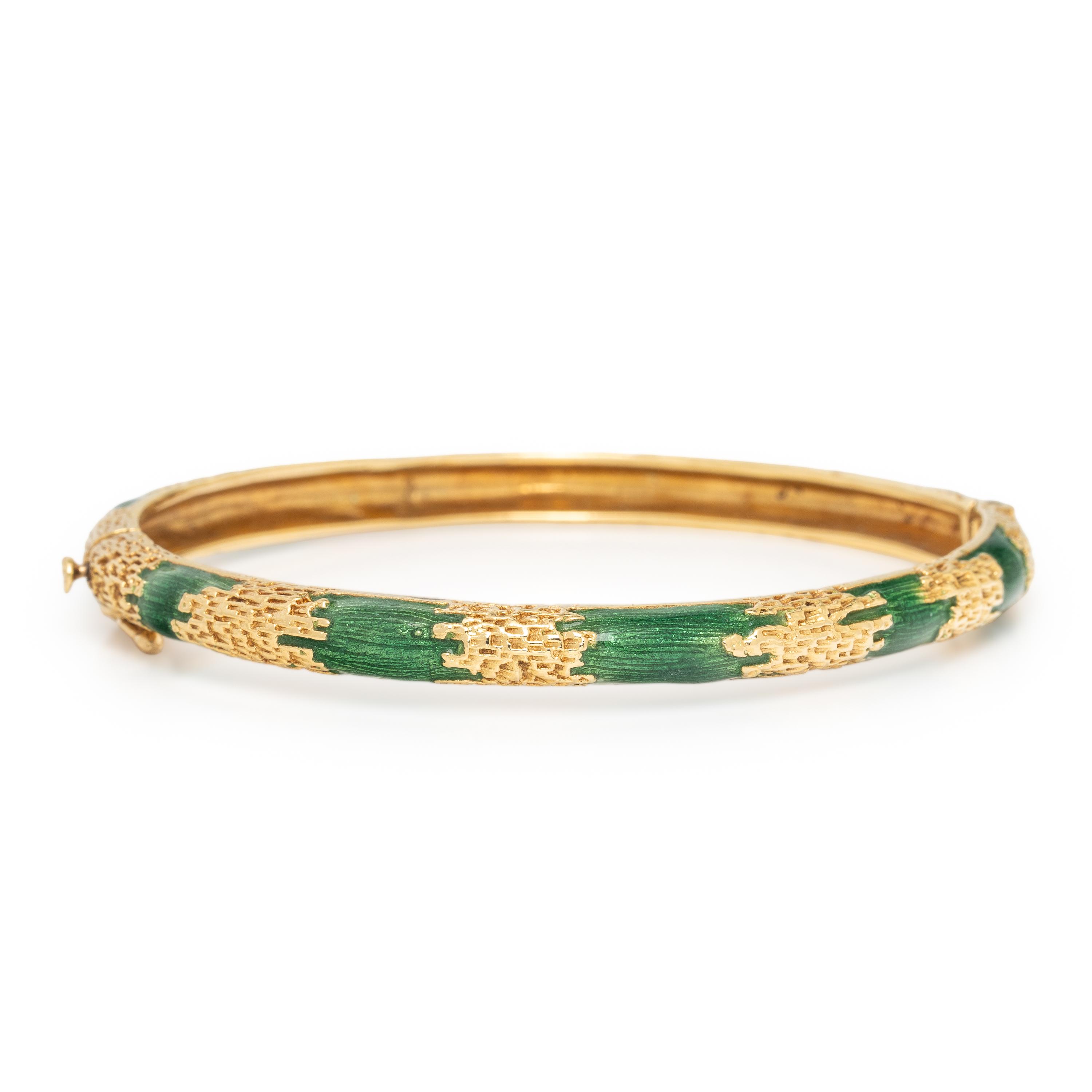 Yellow Gold and Enamel Bangle Bracelet