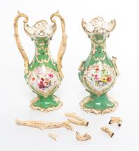 A Pair of English Porcelain Vases Height 8 inches. — 19TH CENTURY