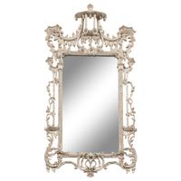 A Pair of Chinese Chippendale Style White-Painted Pier Mirrors