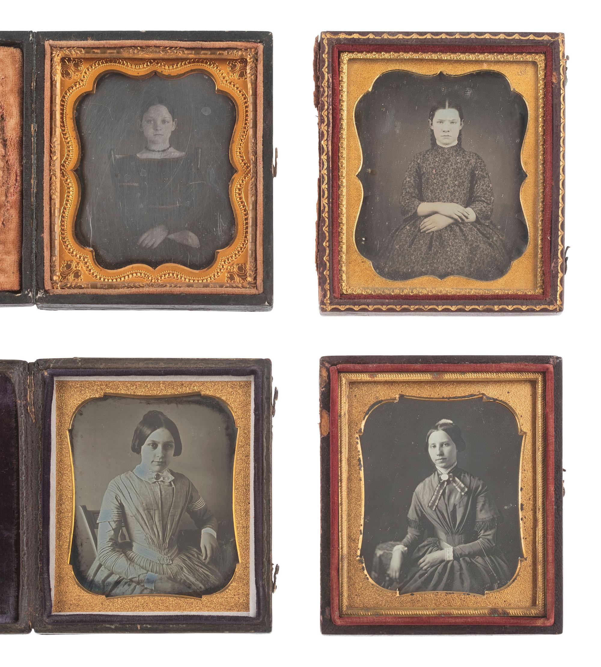 [EARLY PHOTOGRAPHY]. 26 sixth plate daguerreotypes of girls and young ladies.