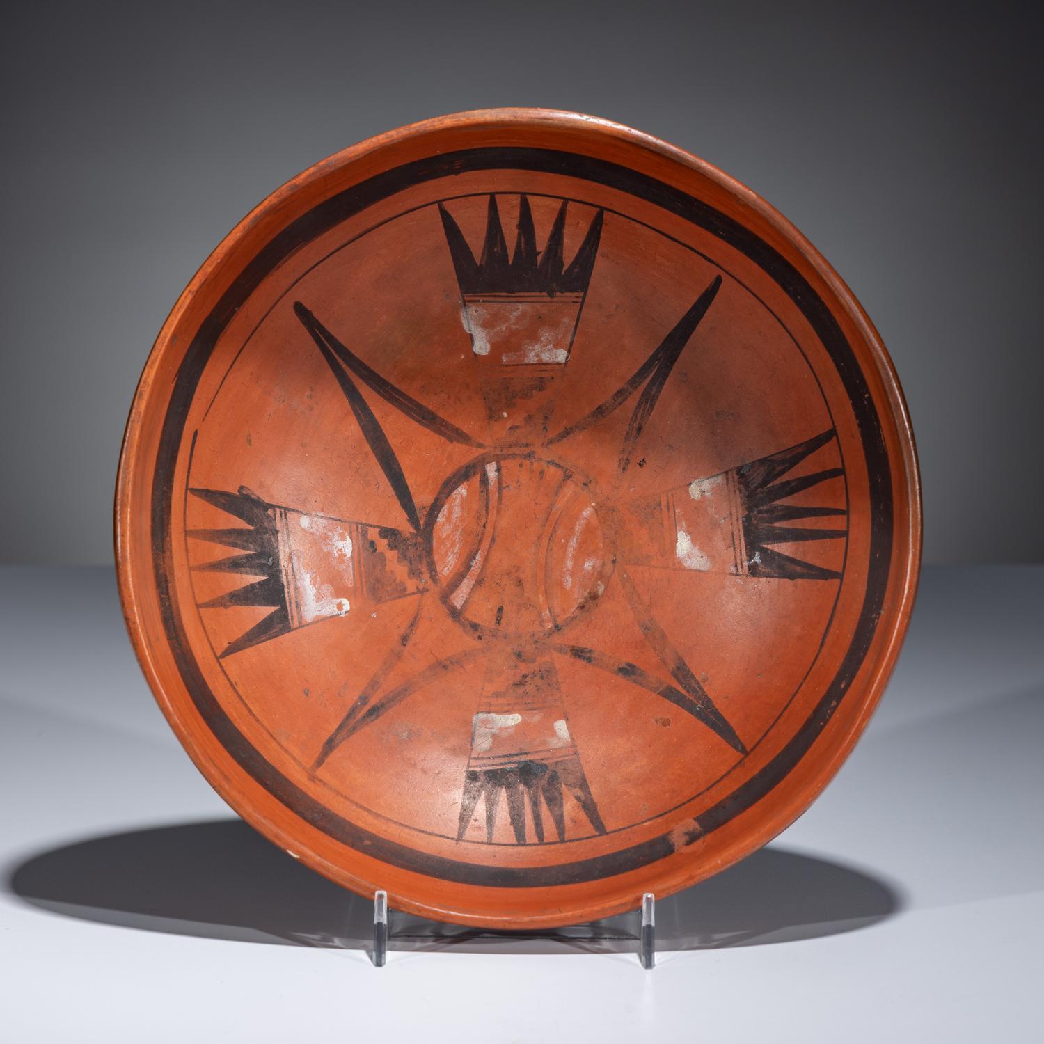 Pottery Bowl, with Tail Feather Design