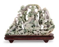 A Chinese Export Carved Hardstone Figural Group