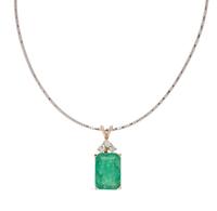 EMERALD AND DIAMOND PENDANT/NECKLACE