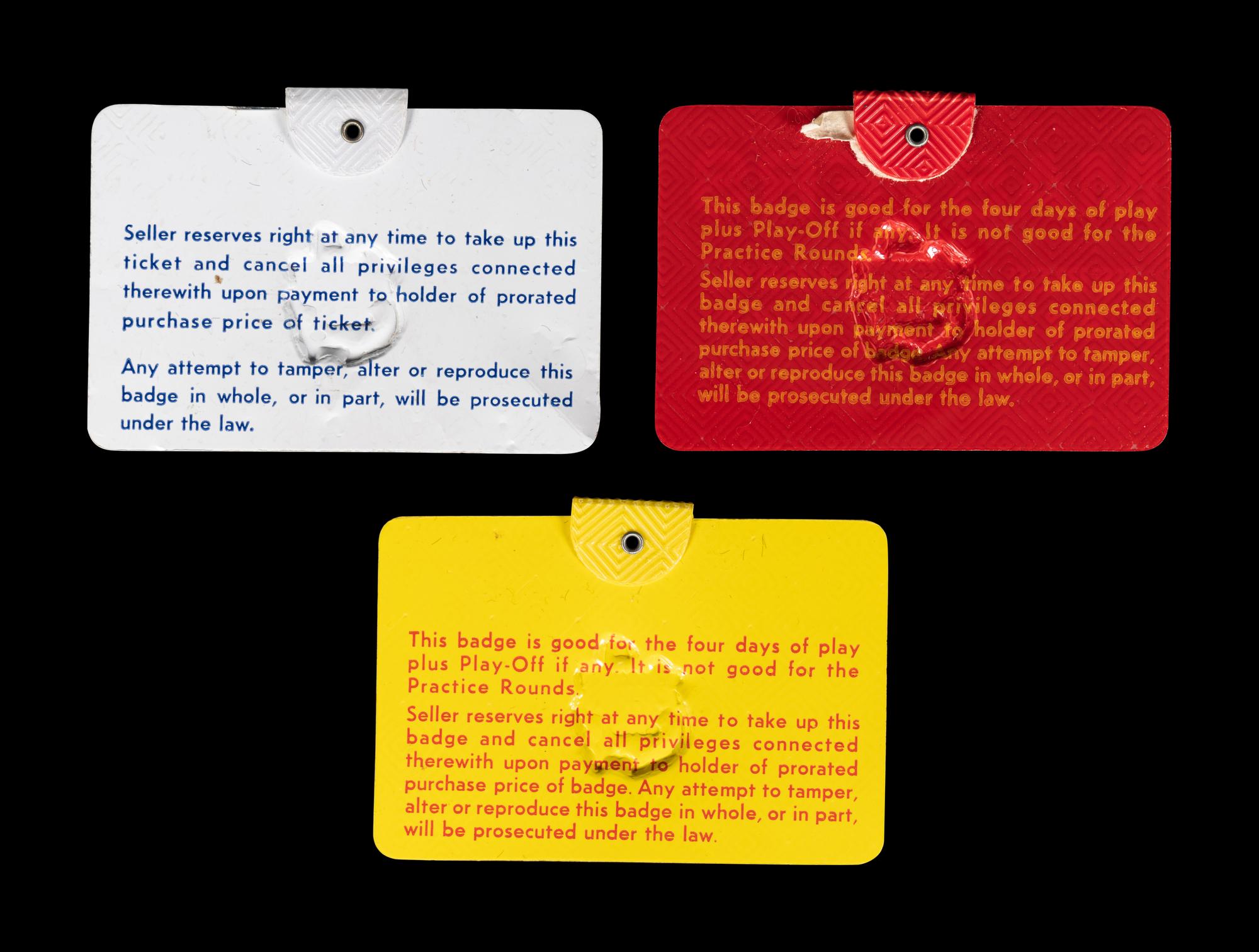 A Group of Three Jack Nicklaus Augusta National Masters Championship Badges,