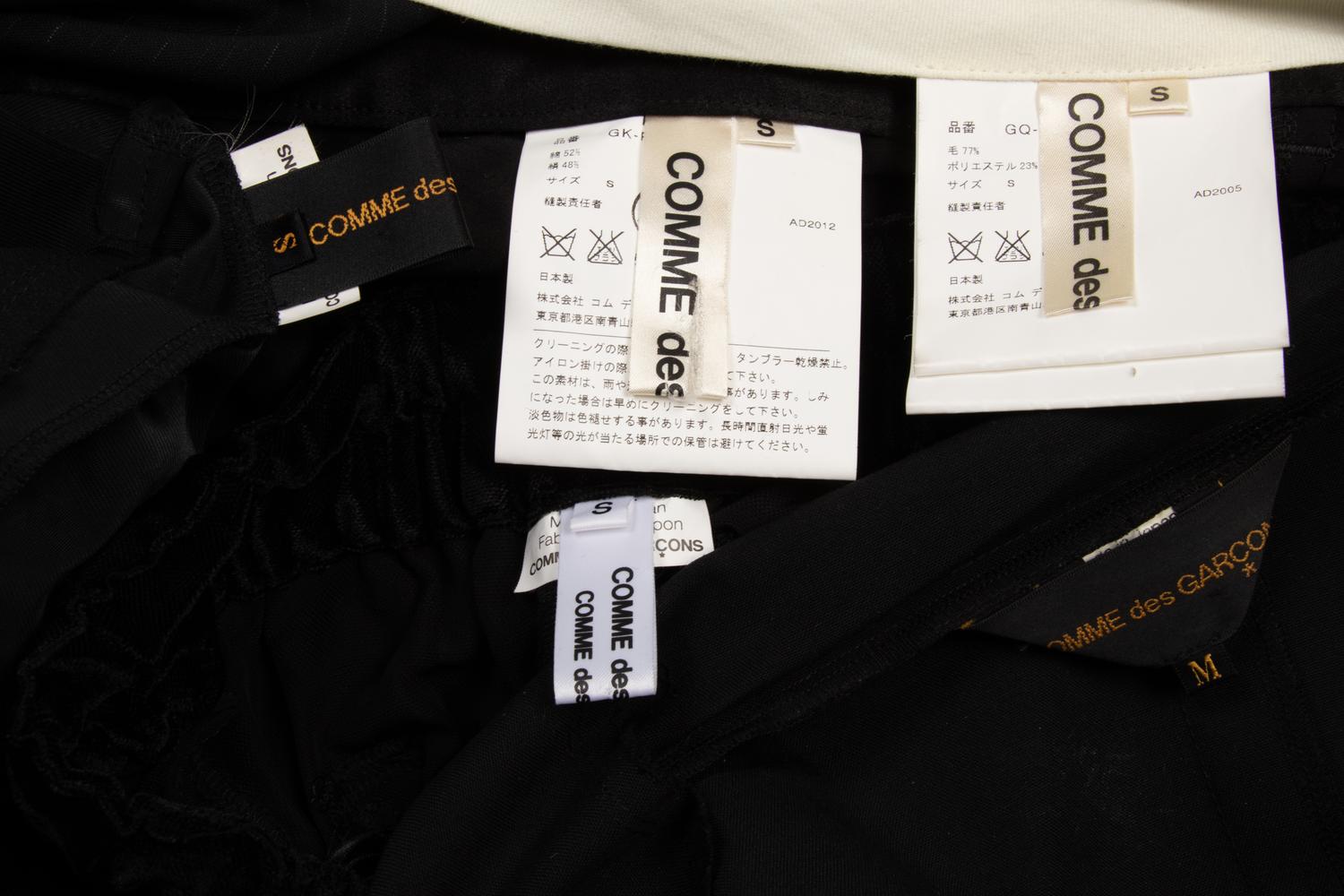 Two Comme des Garçons Jackets and Three Bottom Pieces