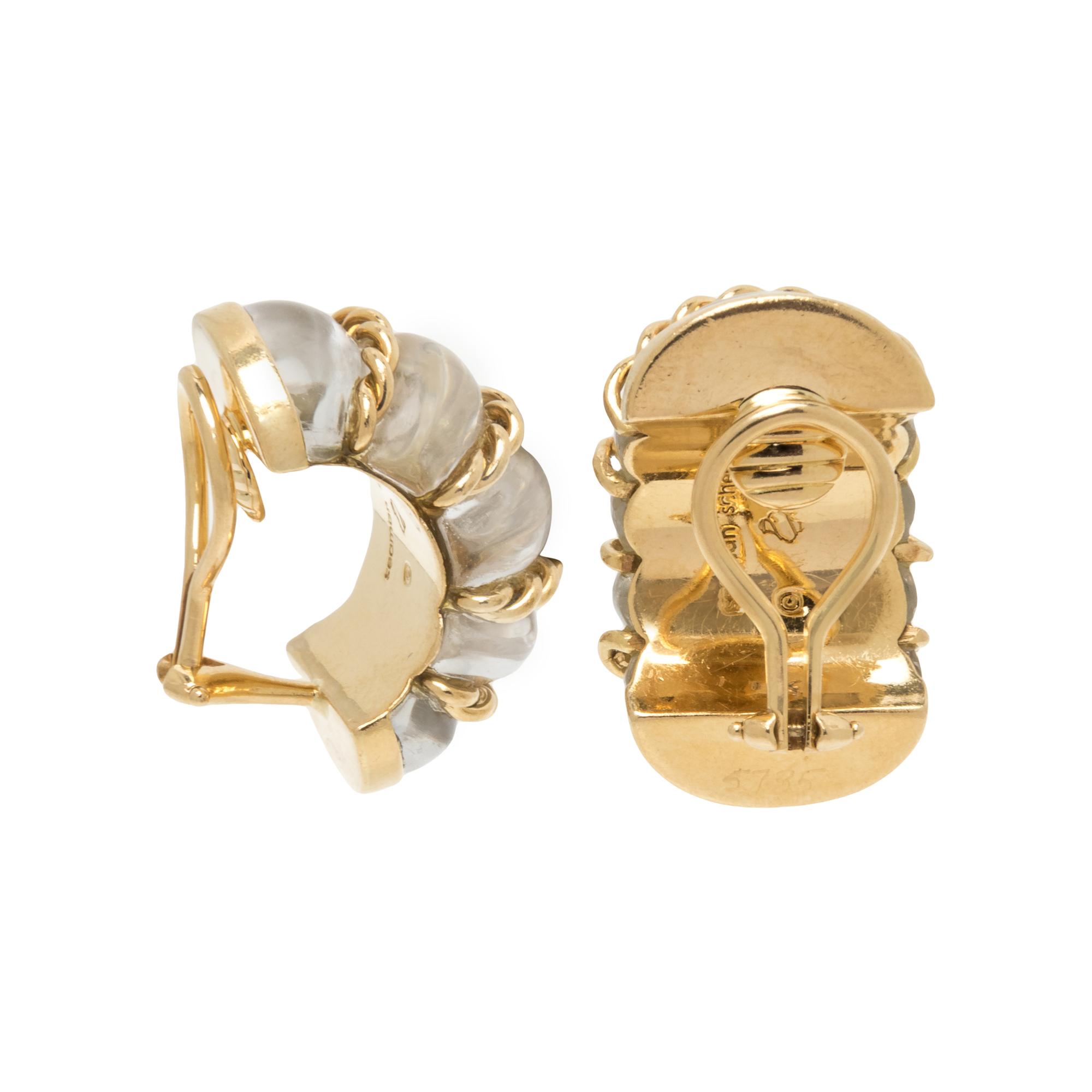 SEAMAN SCHEPPS, ROCK CRYSTAL 'SHRIMP' EARCLIPS