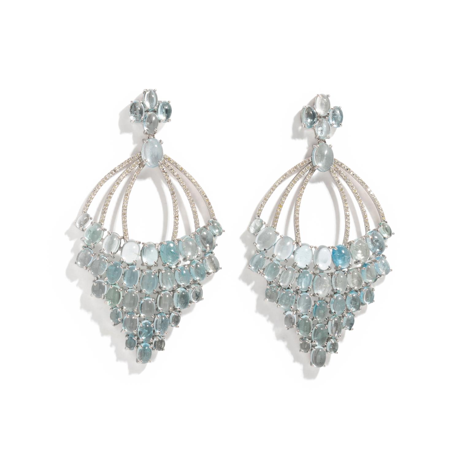 AQUAMARINE AND DIAMOND EARRINGS