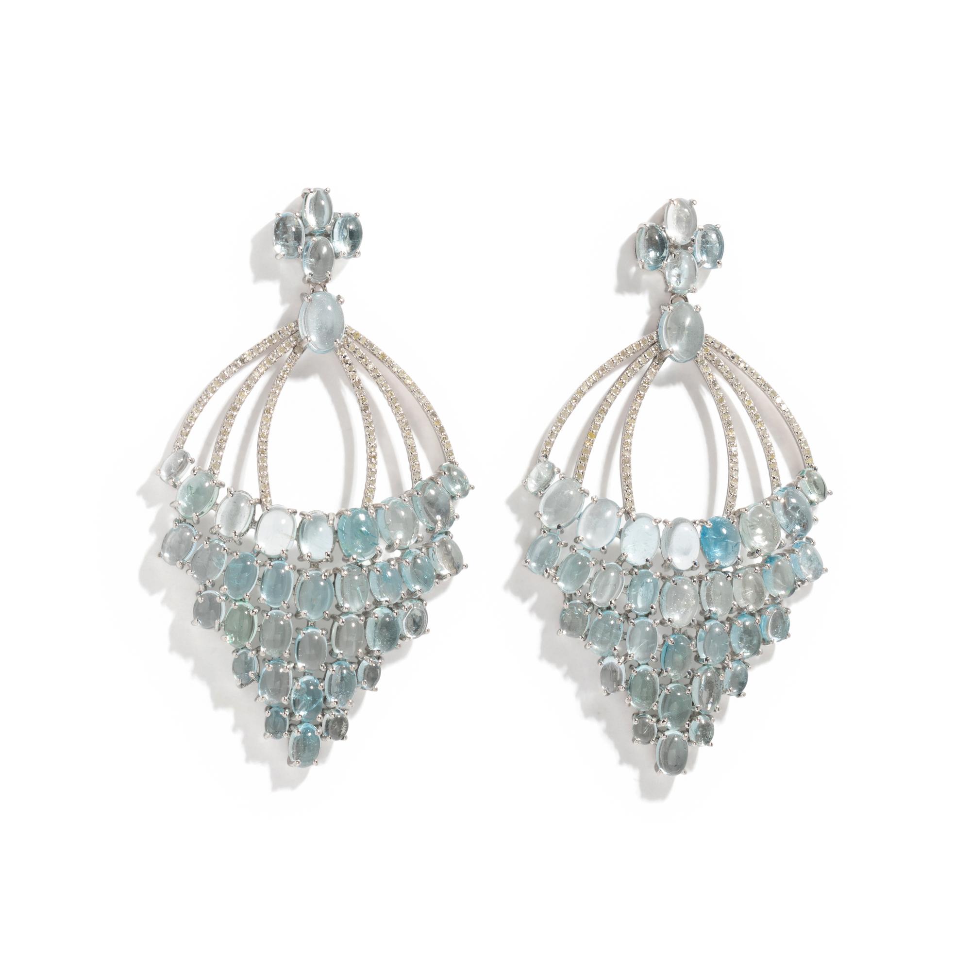 AQUAMARINE AND DIAMOND EARRINGS