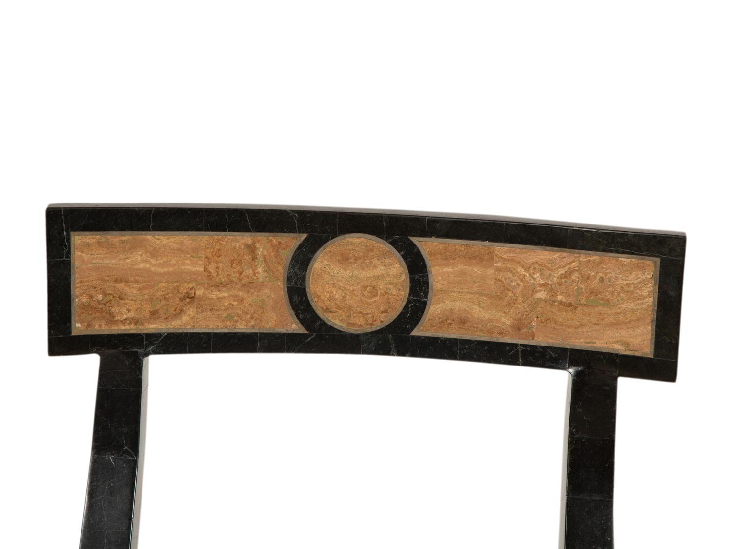An Italian Marble Veneered Circular Dining Table and Six Dining Chairs