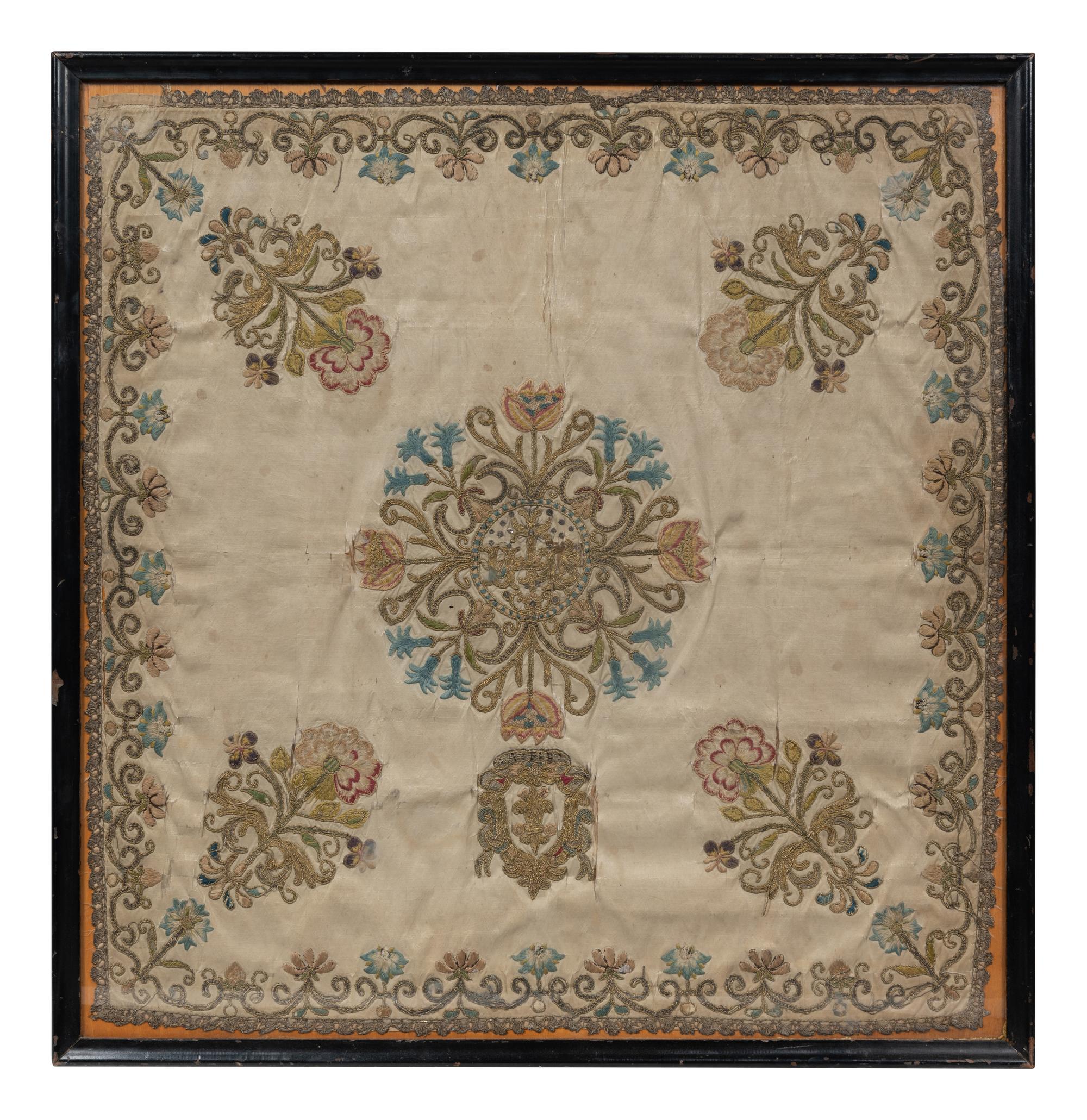 A Metallic Thread Embroidered Panel