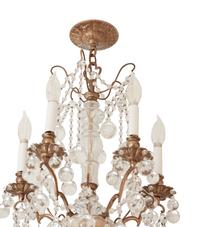 A French Gilt Bronze and Cut Glass Five-Light Chandelier
