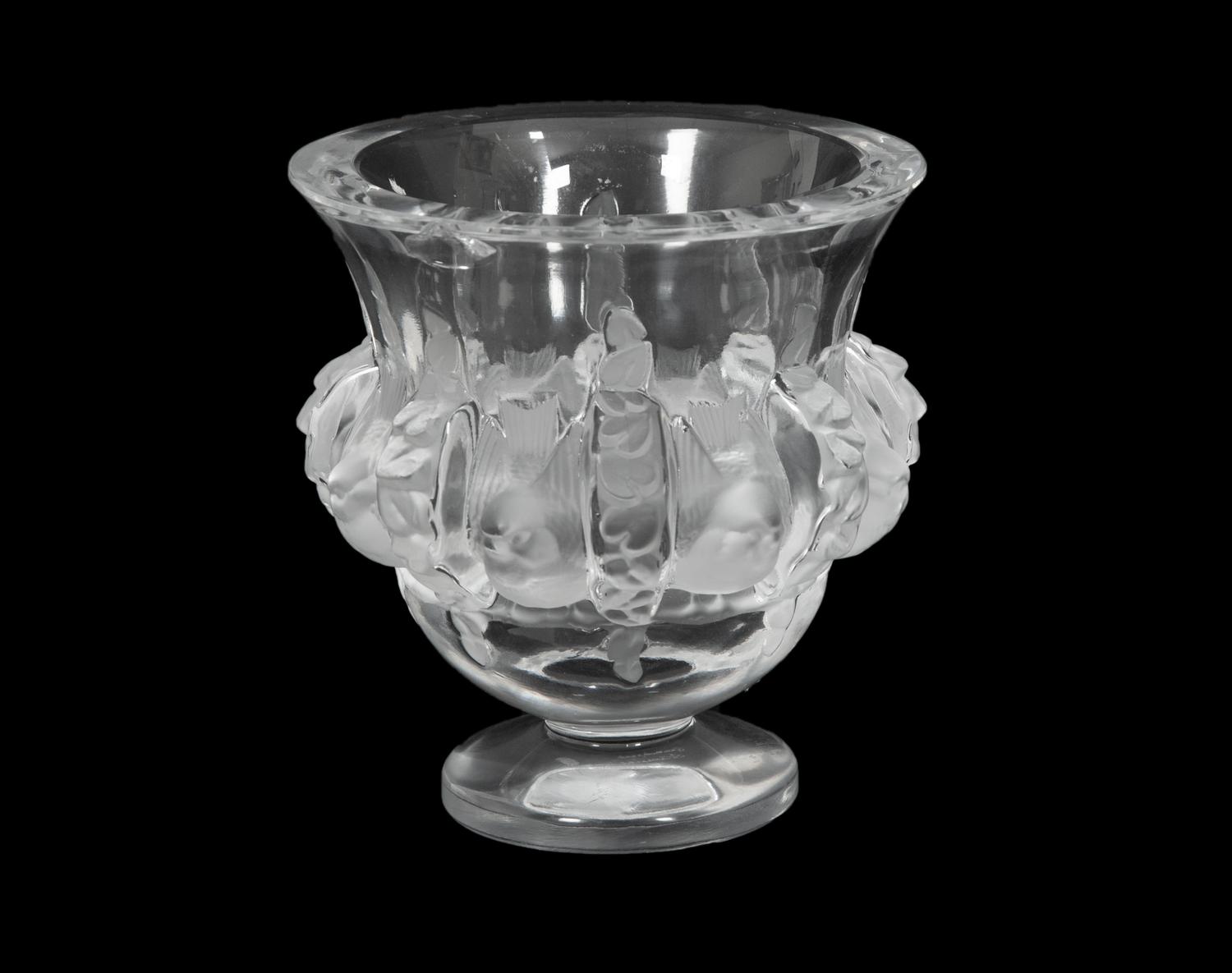 A Group of Three Lalique Vases and a Decanter