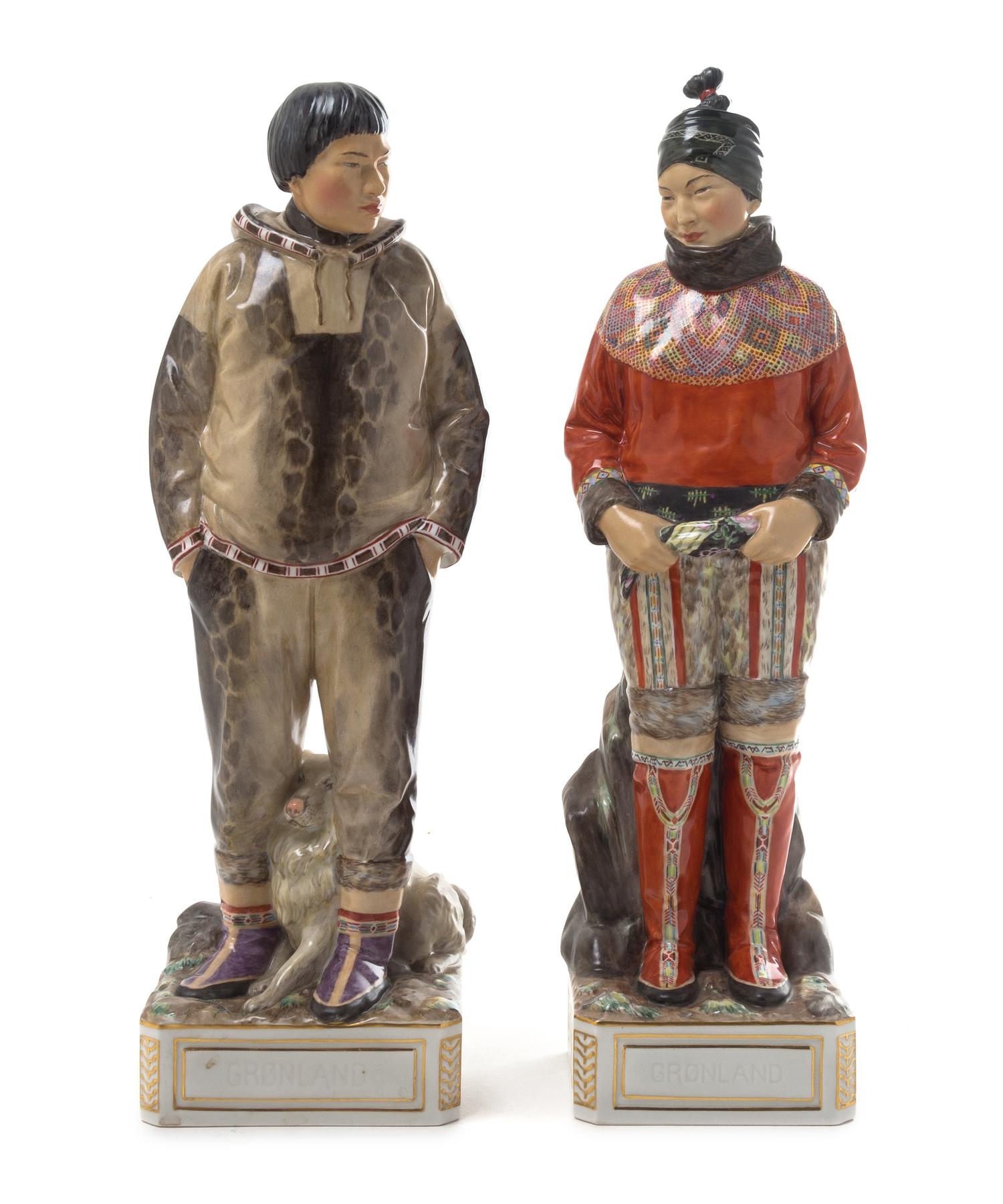 A Pair of Royal Copenhagen Porcelain Figures Height of taller 13 1/4 inches. — CARL MARTIN-HANSEN, 20TH CENTURY