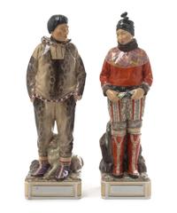 A Pair of Royal Copenhagen Porcelain Figures Height of taller 13 1/4 inches. — CARL MARTIN-HANSEN, 20TH CENTURY