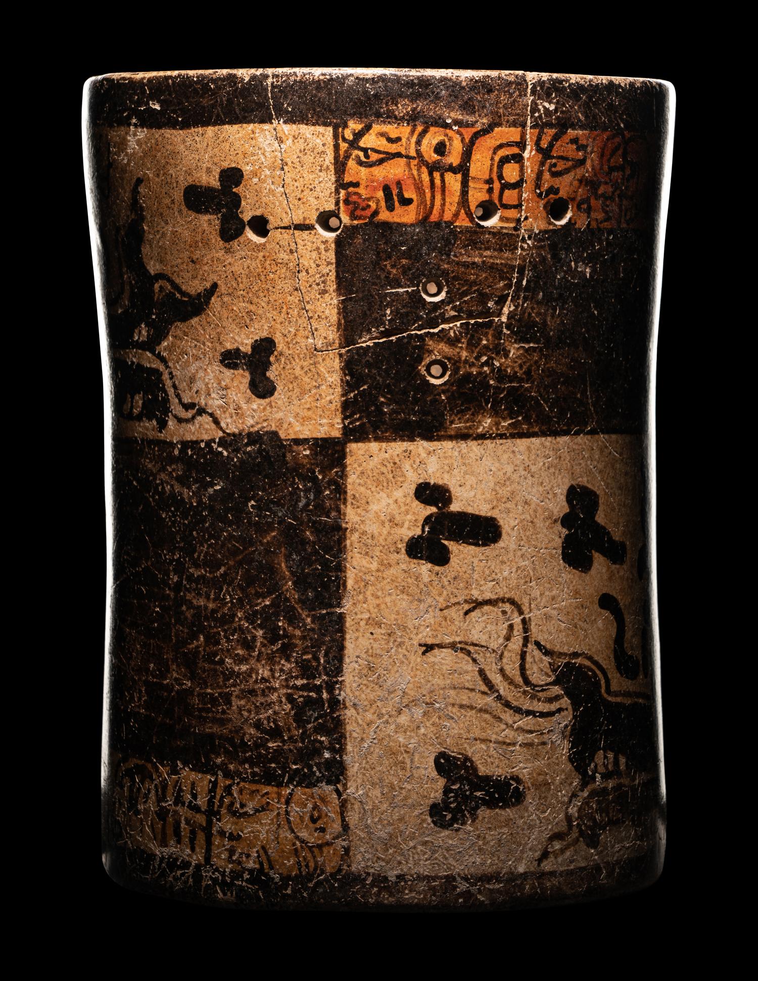 A Maya Polychrome Cylinder Vessel
